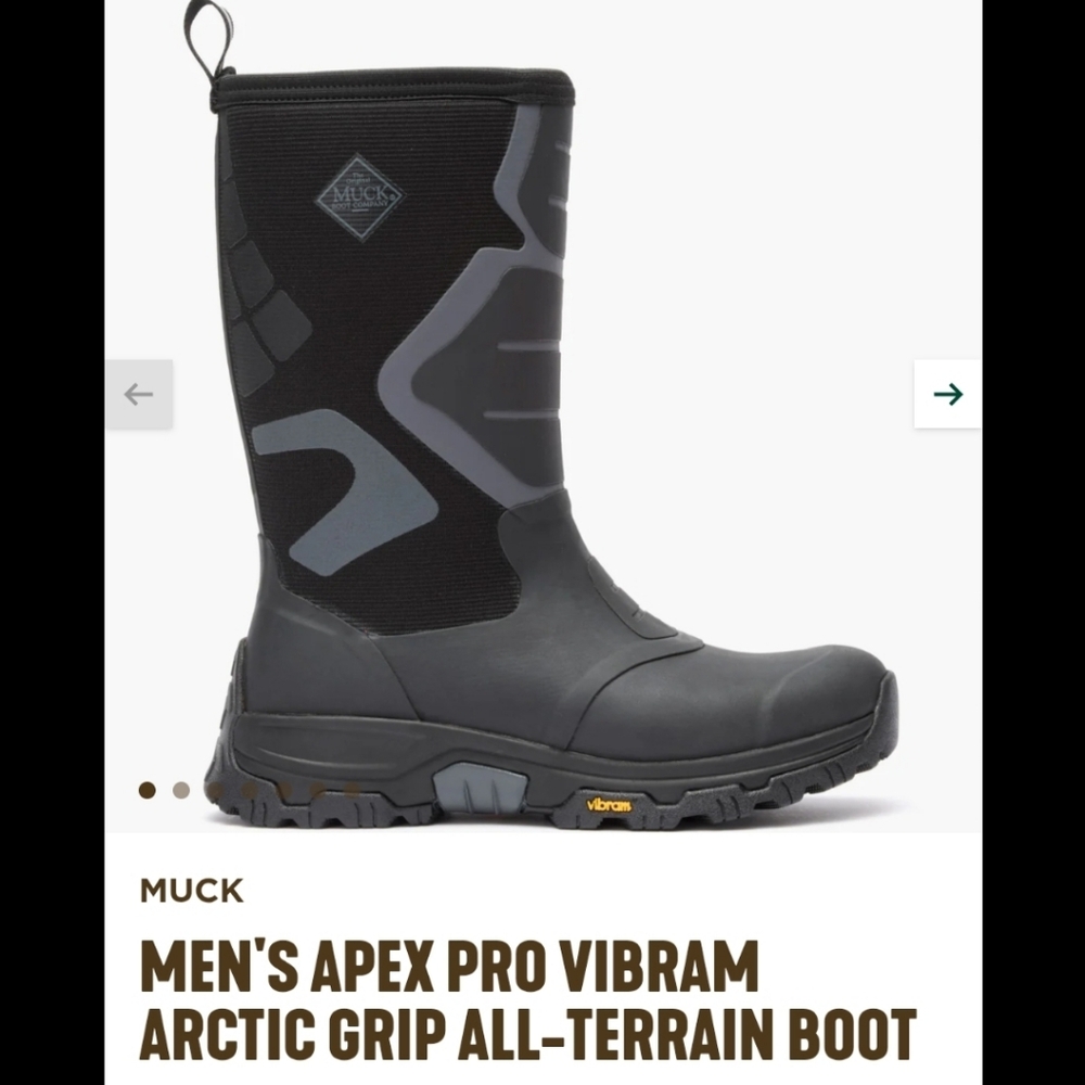 Muck Men's Artic Grip Traction BLACK Rain & Snow Boots Size 8 NEW IN THE BOX